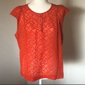 Madewell Orange Sheer Sleeveless Shirt